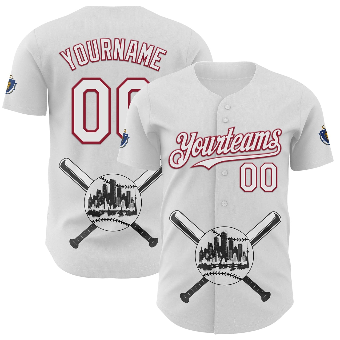 Custom White Cardinal-Black 3D Urban City Edition Sports Authentic Baseball Jersey - Main View