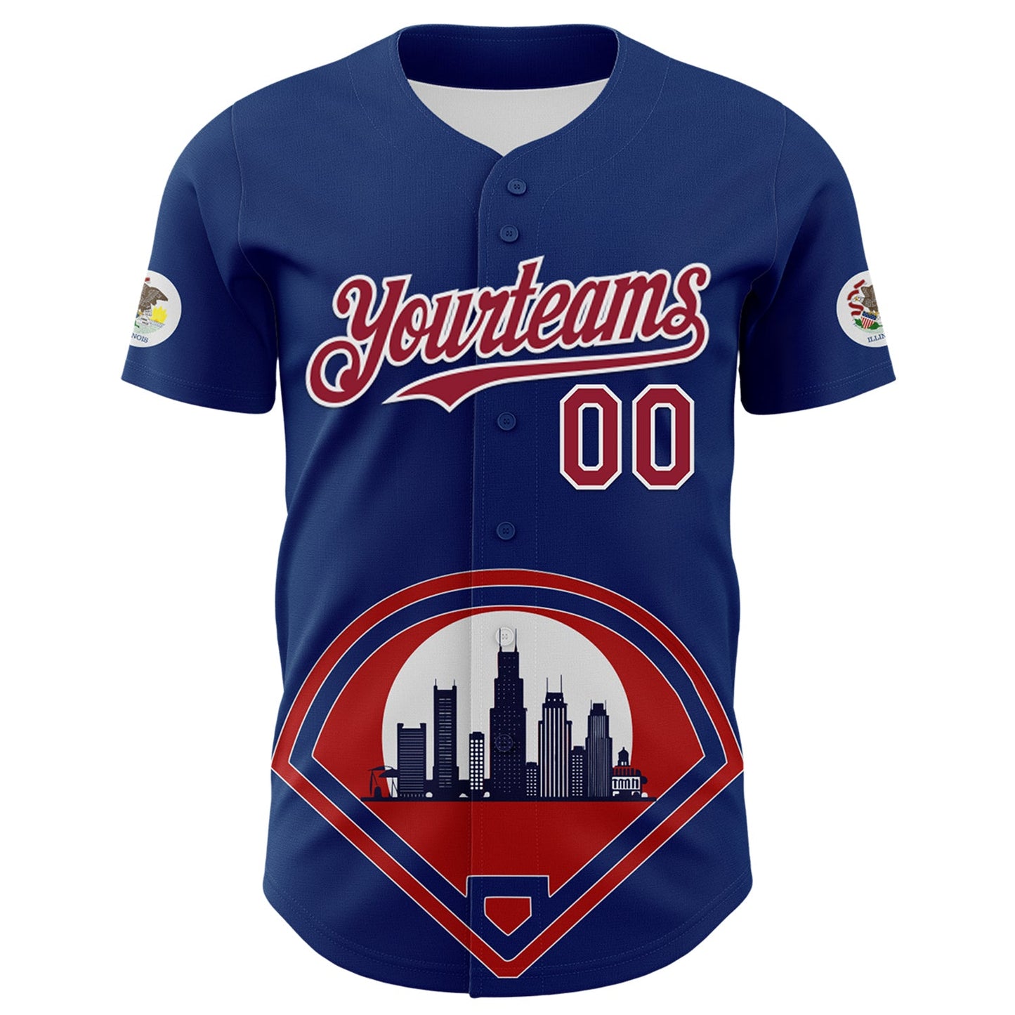 Custom Blue Cardinal-White 3D Urban City Edition Sports Authentic Baseball Jersey view 2