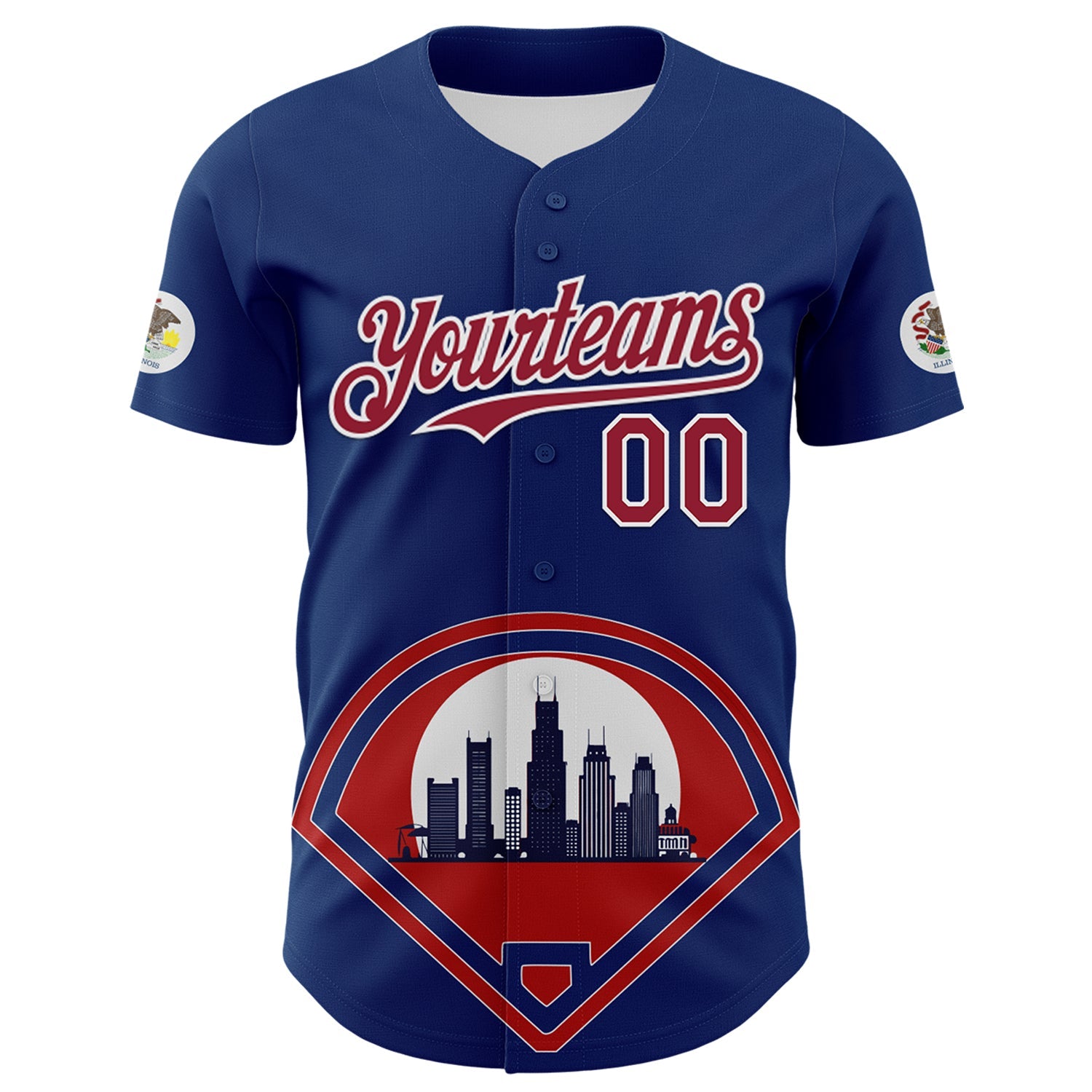 Custom Blue Cardinal-White 3D Urban City Edition Sports Authentic Baseball Jersey view 2