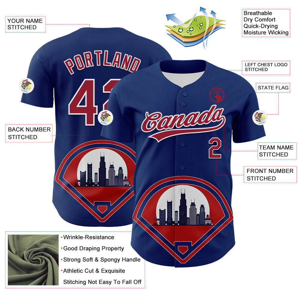 Custom Blue Cardinal-White 3D Urban City Edition Sports Authentic Baseball Jersey view 3