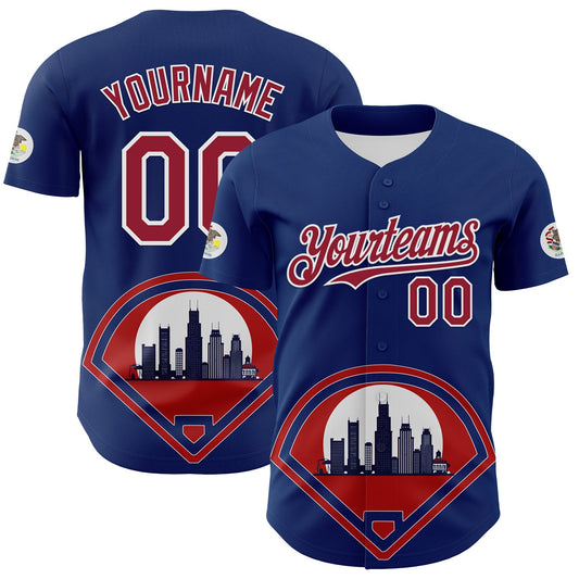 Custom Blue Cardinal-White 3D Urban City Edition Sports Authentic Baseball Jersey - Main View