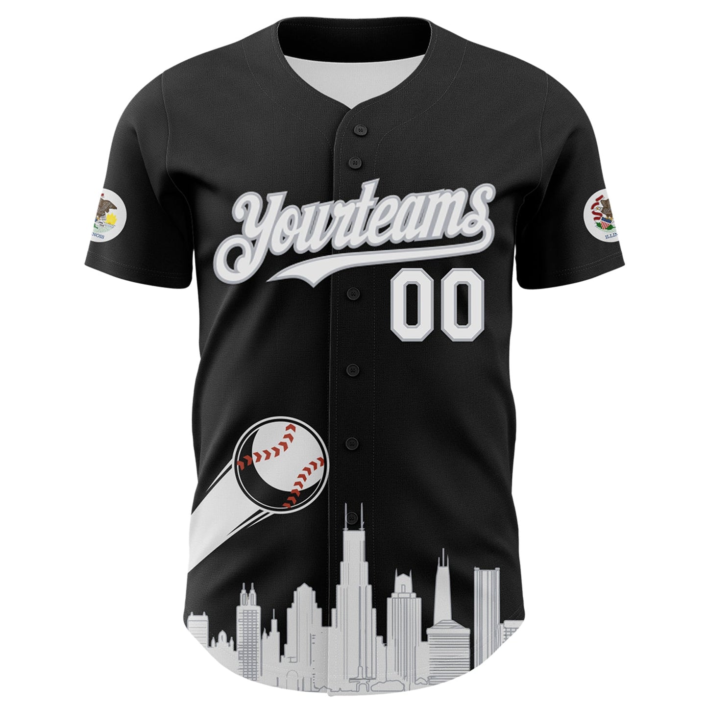 Custom Black White-Gray 3D Urban City Edition Sports Authentic Baseball Jersey view 2