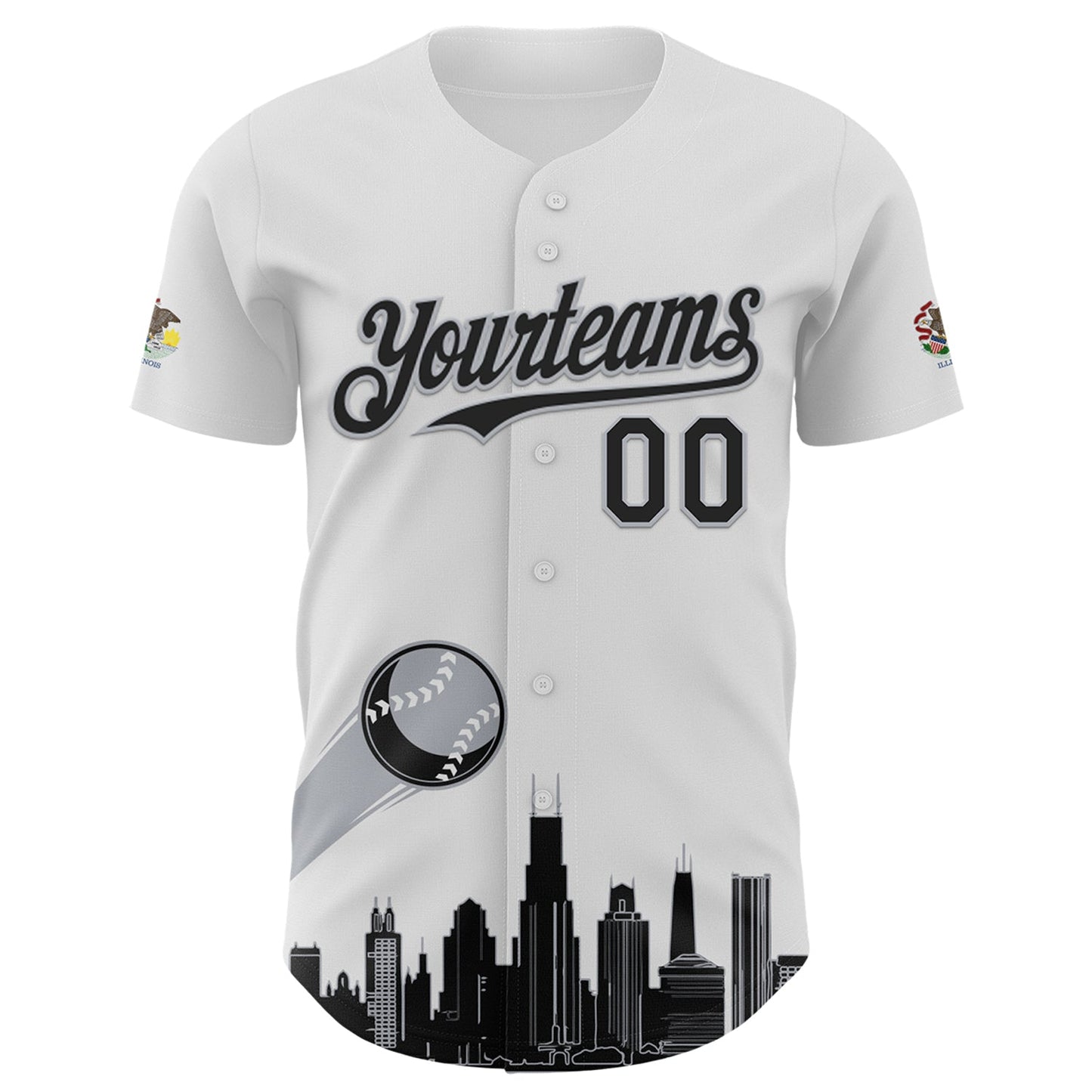 Custom White Black-Gray 3D Urban City Edition Sports Authentic Baseball Jersey view 2