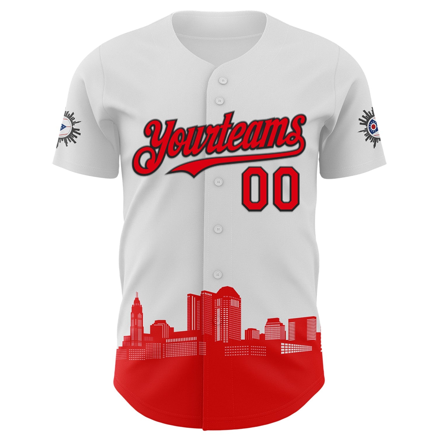 Custom White Fire Red-Black 3D Urban City Edition Sports Authentic Baseball Jersey view 2