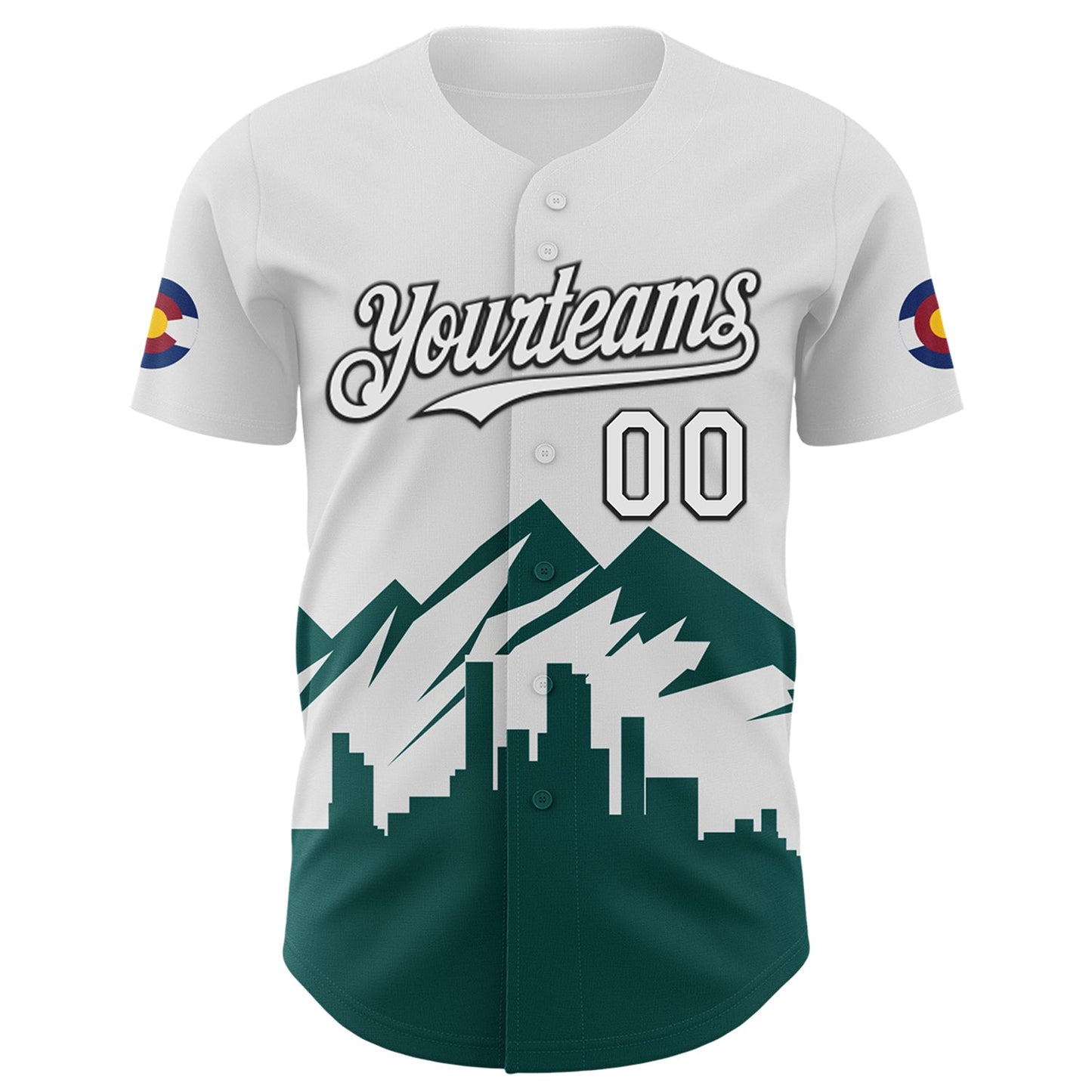Custom White Midnight Green-Black 3D Urban City Edition Sports Authentic Baseball Jersey view 2