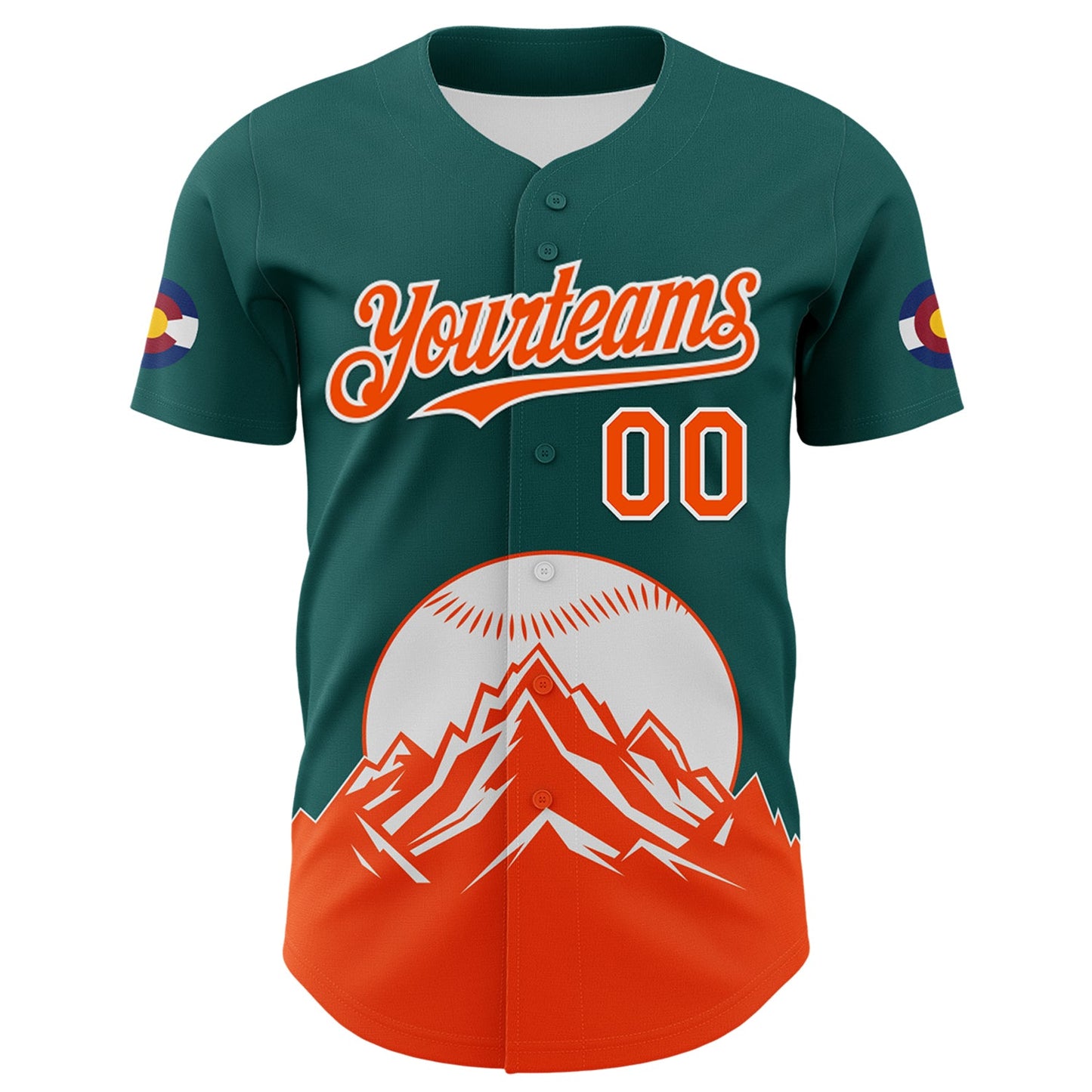 Custom Midnight Green Orange-White 3D Urban City Edition Sports Authentic Baseball Jersey view 2