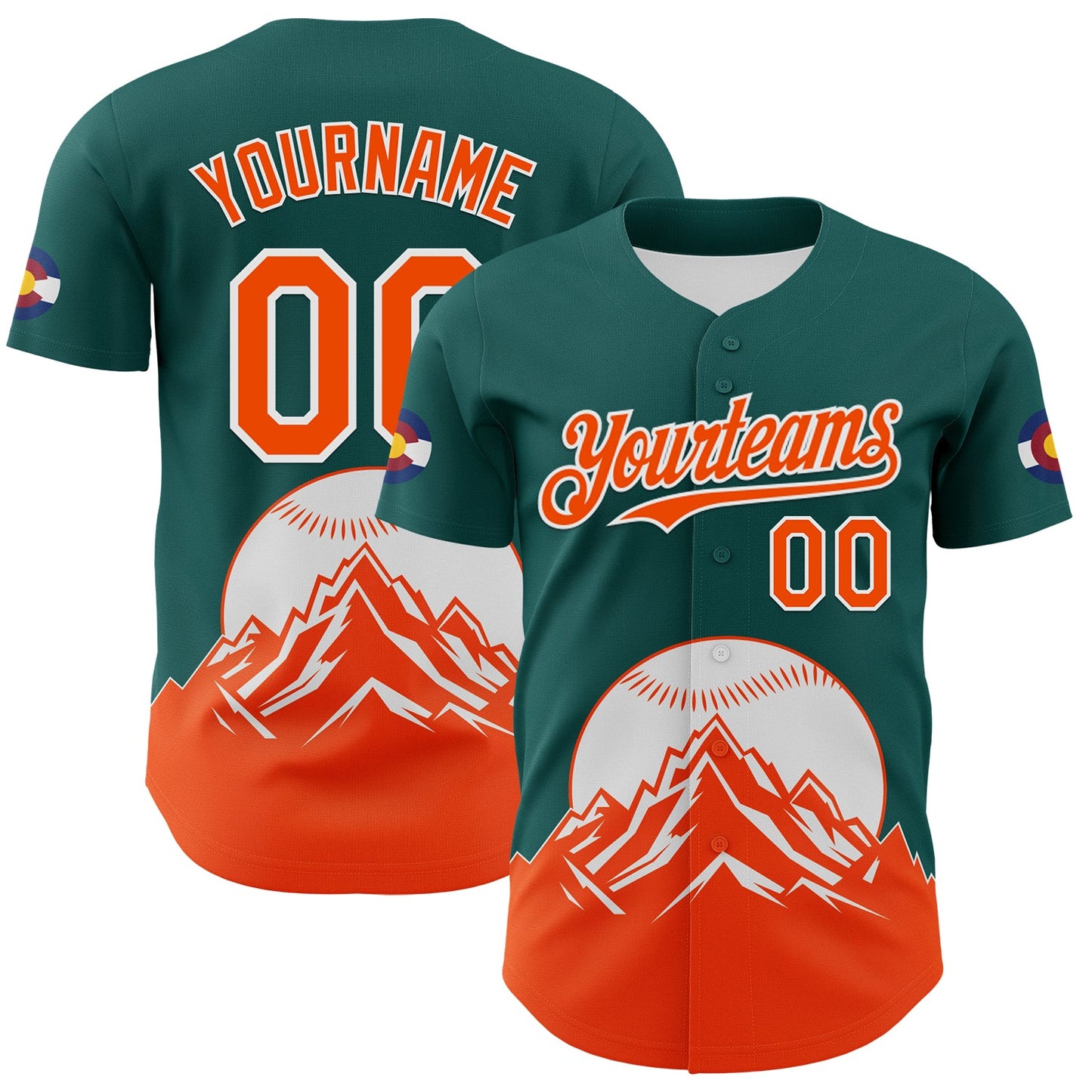 Custom Midnight Green Orange-White 3D Urban City Edition Sports Authentic Baseball Jersey - Main View