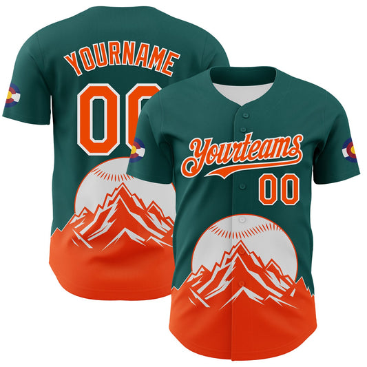Custom Midnight Green Orange-White 3D Urban City Edition Sports Authentic Baseball Jersey - Main View