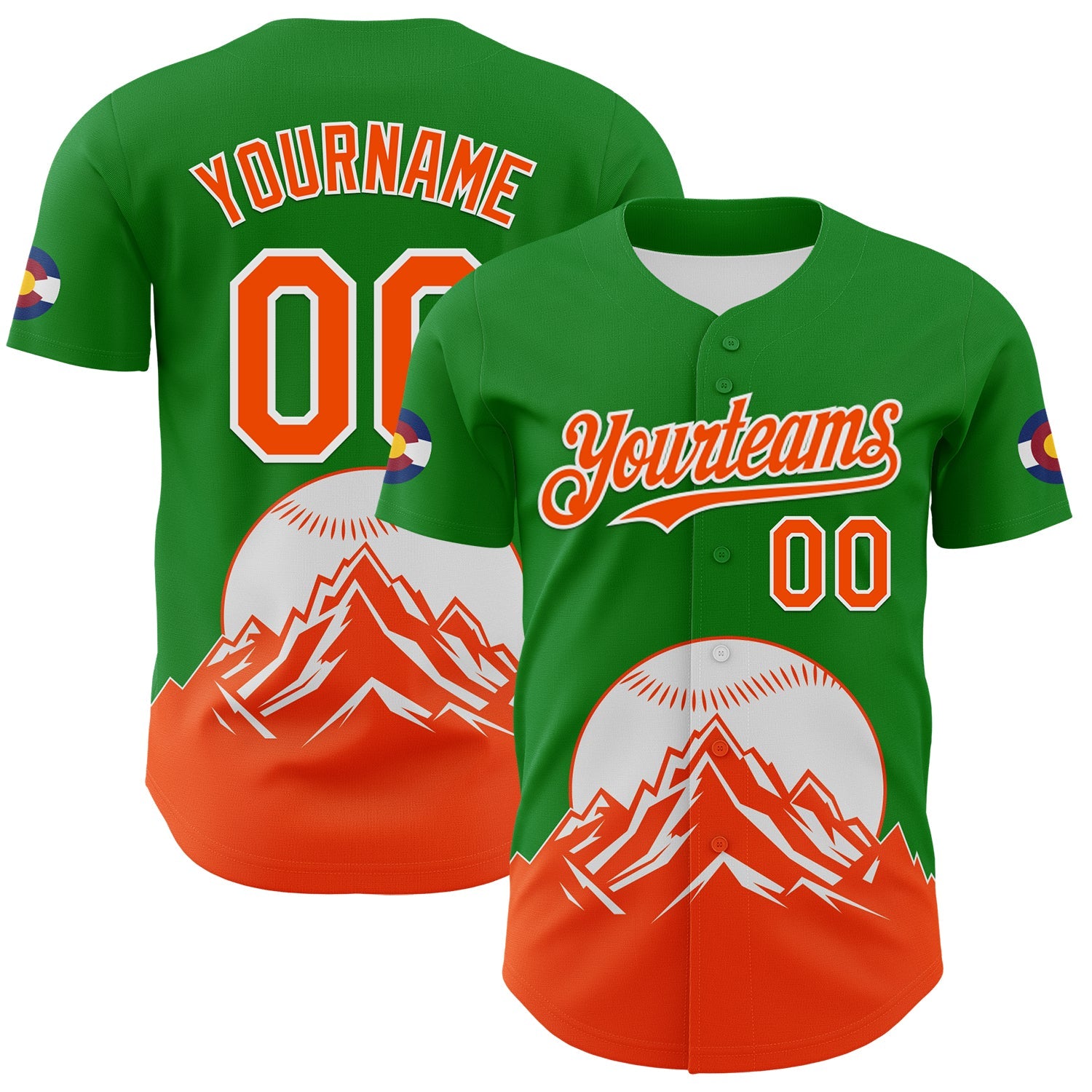 Custom Grass Green Orange-White 3D Urban City Edition Sports Authentic Baseball Jersey - Main View