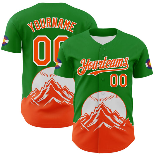Custom Grass Green Orange-White 3D Urban City Edition Sports Authentic Baseball Jersey - Main View