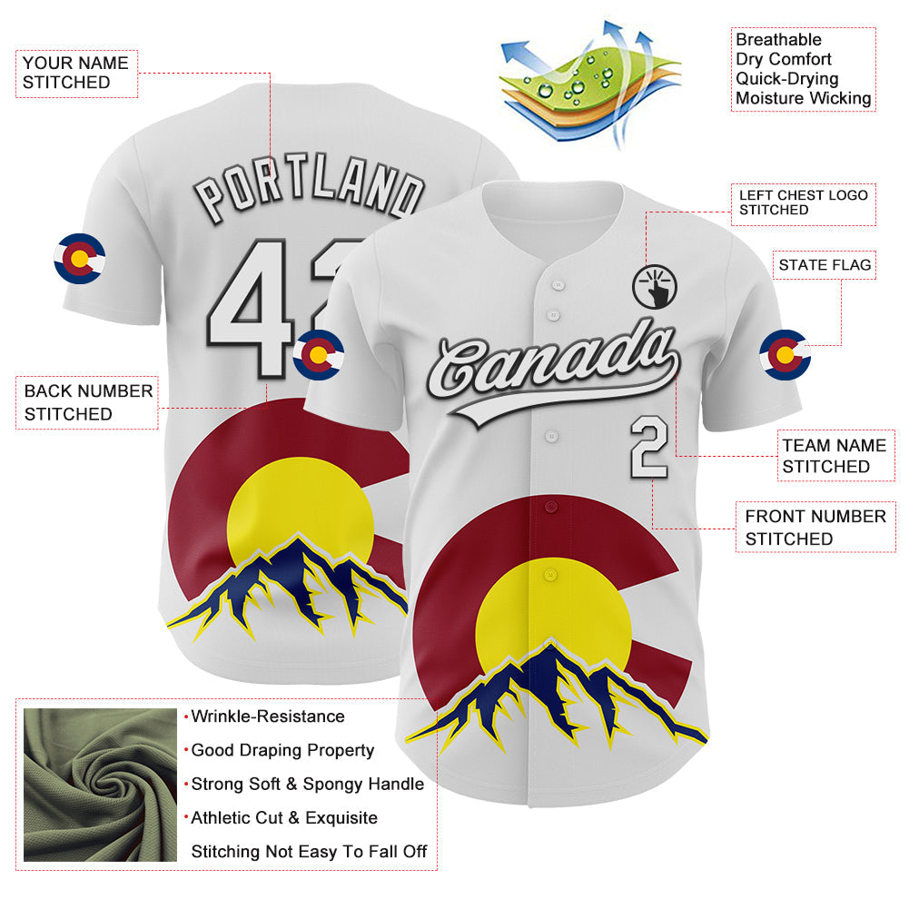 Custom White Black Red Yellow-Blue 3D Urban City Edition Sports Authentic Baseball Jersey view 3