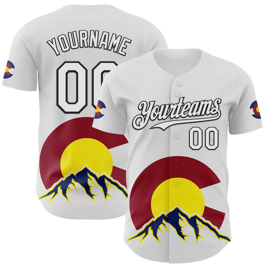Custom White Black Red Yellow-Blue 3D Urban City Edition Sports Authentic Baseball Jersey - Main View