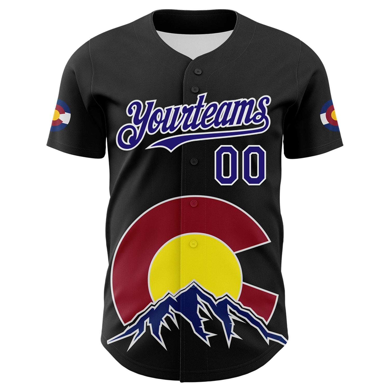 Custom Black Dark Purple Red Yellow Blue-White 3D Urban City Edition Sports Authentic Baseball Jersey view 2