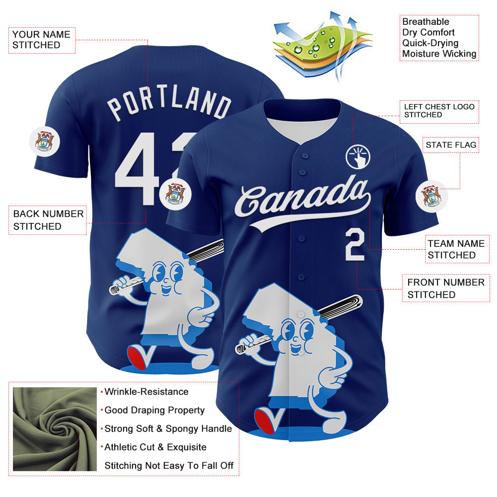 Custom Blue White-Red 3D Urban City Edition Sports Authentic Baseball Jersey view 3