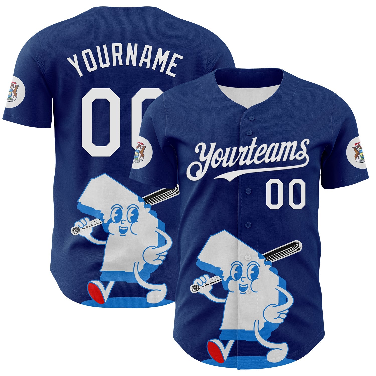 Custom Blue White-Red 3D Urban City Edition Sports Authentic Baseball Jersey - Main View