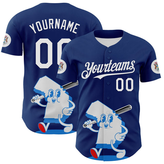 Custom Blue White-Red 3D Urban City Edition Sports Authentic Baseball Jersey - Main View