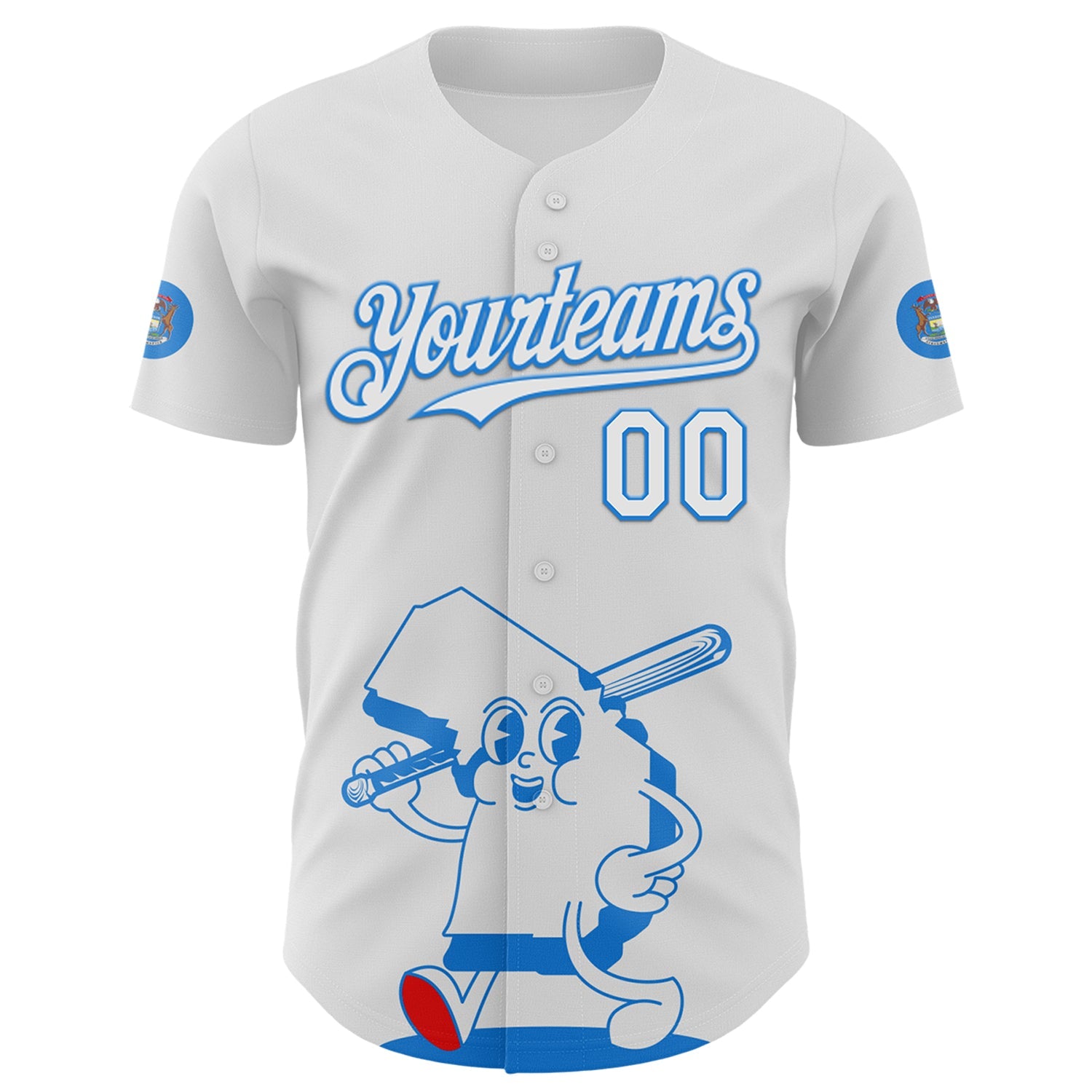 Custom White Electric Blue-Red 3D Urban City Edition Sports Authentic Baseball Jersey view 2