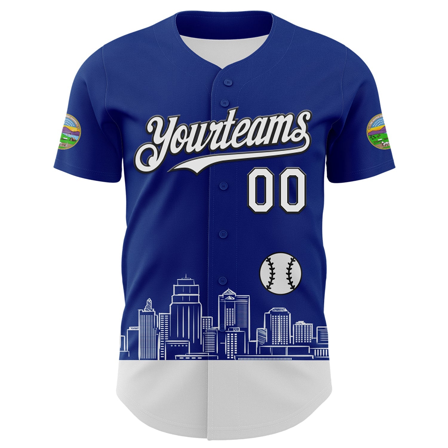 Custom Royal White-Black 3D Urban City Edition Sports Authentic Baseball Jersey view 2