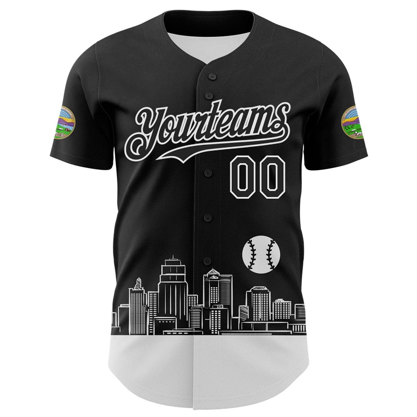 Custom Black White 3D Urban City Edition Sports Authentic Baseball Jersey view 2