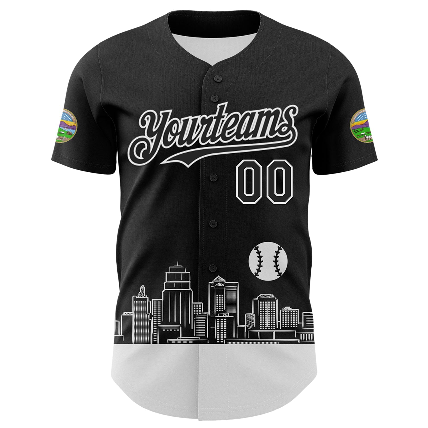Custom Black White 3D Urban City Edition Sports Authentic Baseball Jersey view 2