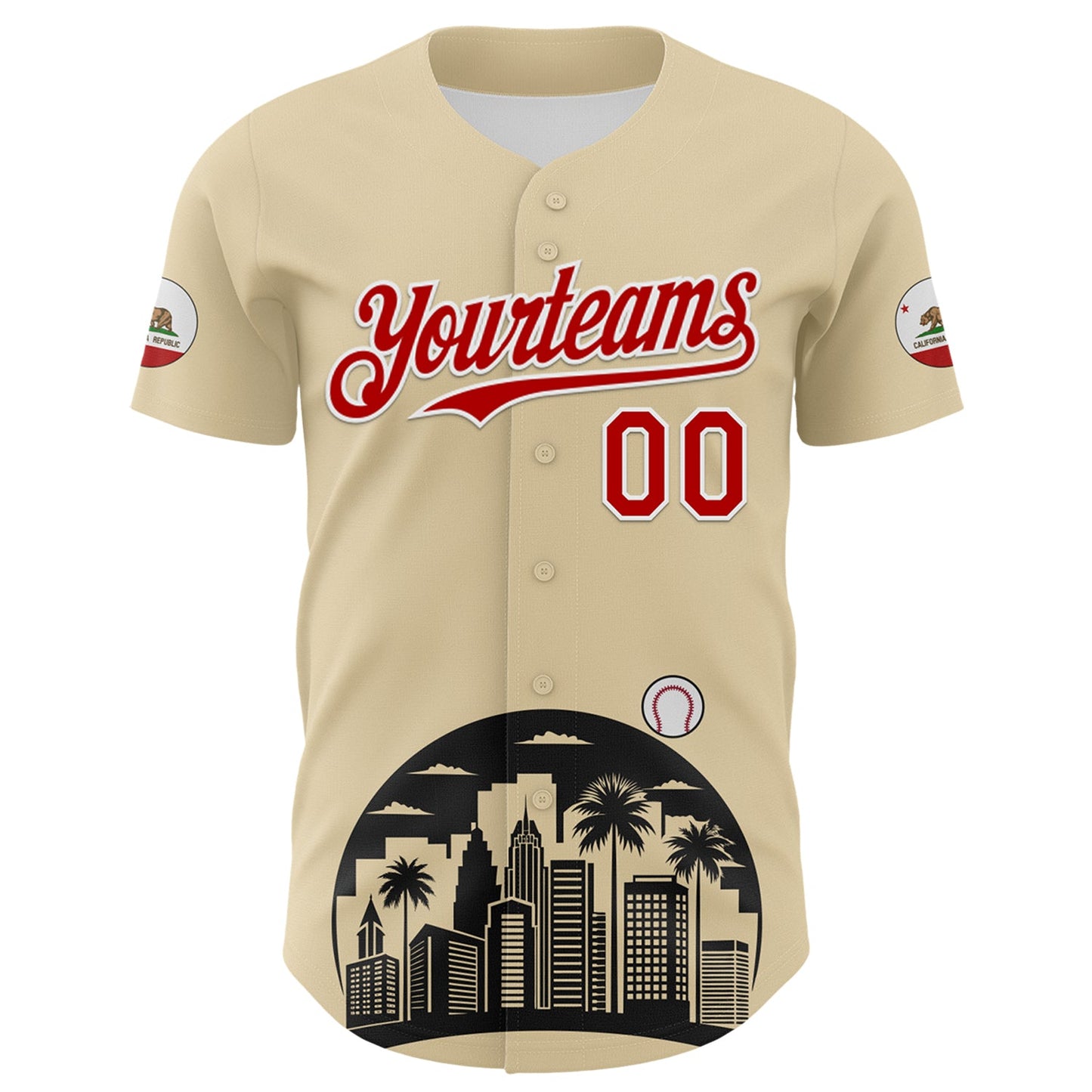 Custom Cream Red Black-White 3D Urban City Edition Sports Authentic Baseball Jersey view 2