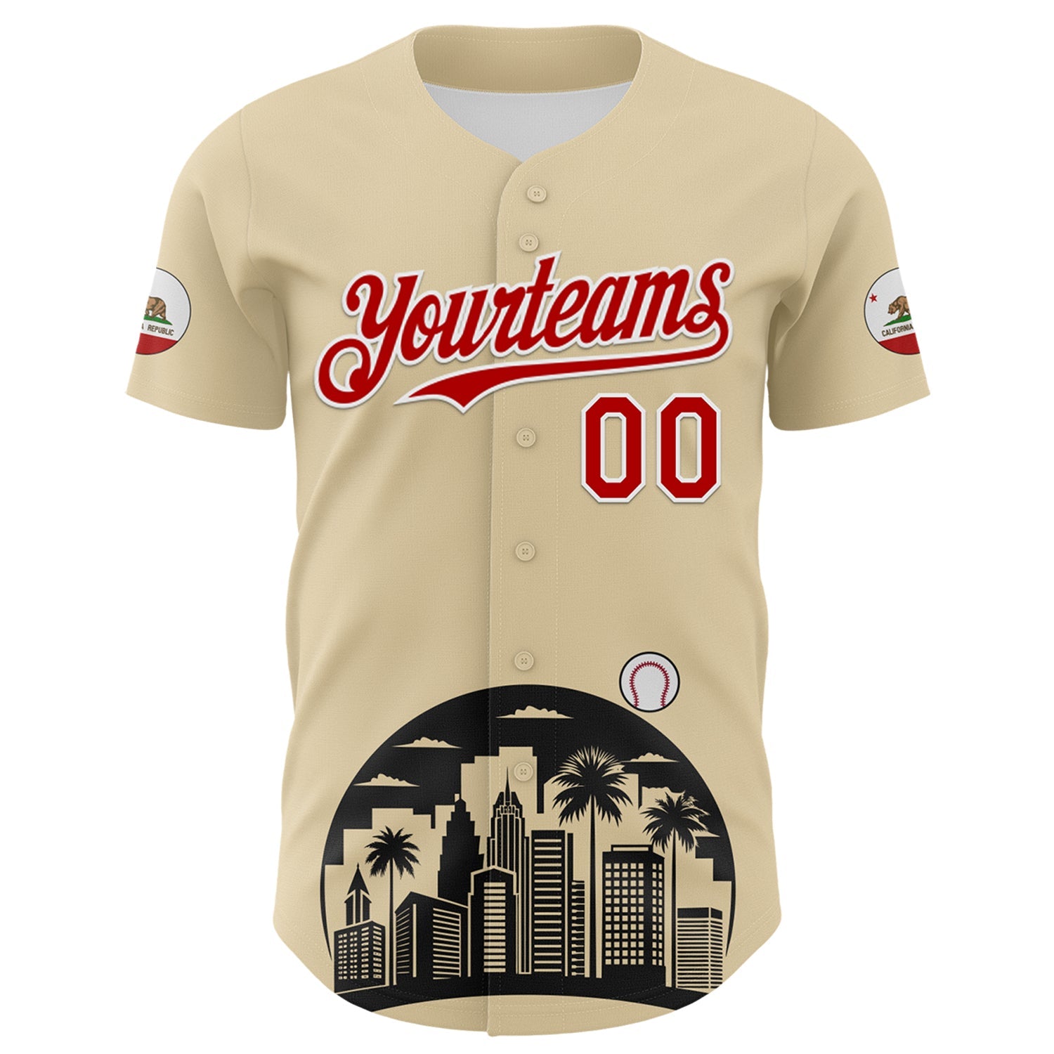 Custom Cream Red Black-White 3D Urban City Edition Sports Authentic Baseball Jersey view 2