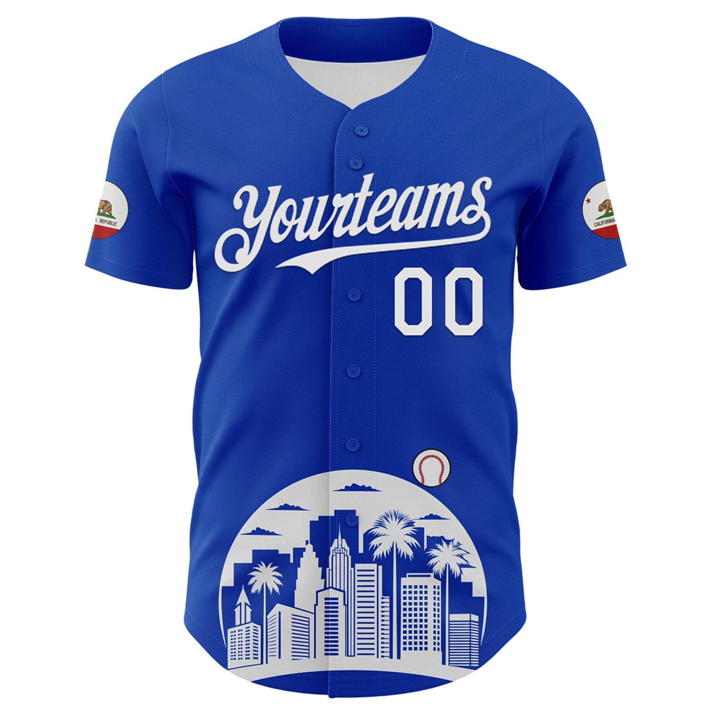 Custom Thunder Blue White-Black 3D Urban City Edition Sports Authentic Baseball Jersey view 2