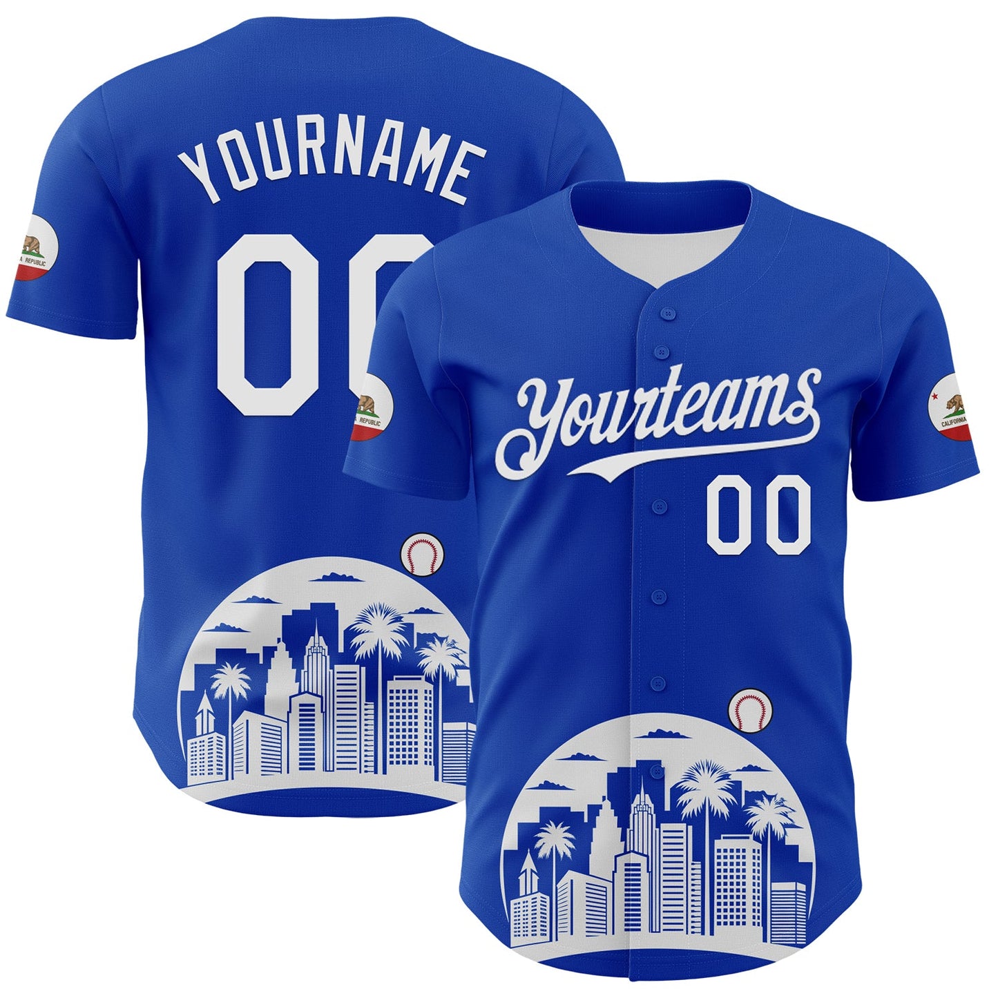 Custom Thunder Blue White-Black 3D Urban City Edition Sports Authentic Baseball Jersey - Main View