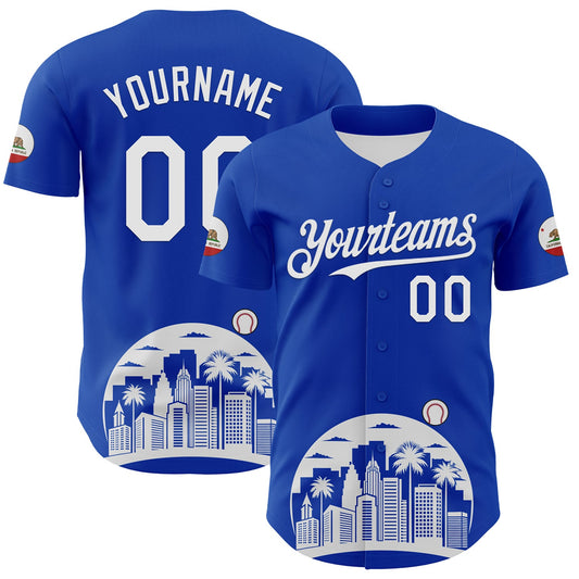 Custom Thunder Blue White-Black 3D Urban City Edition Sports Authentic Baseball Jersey - Main View