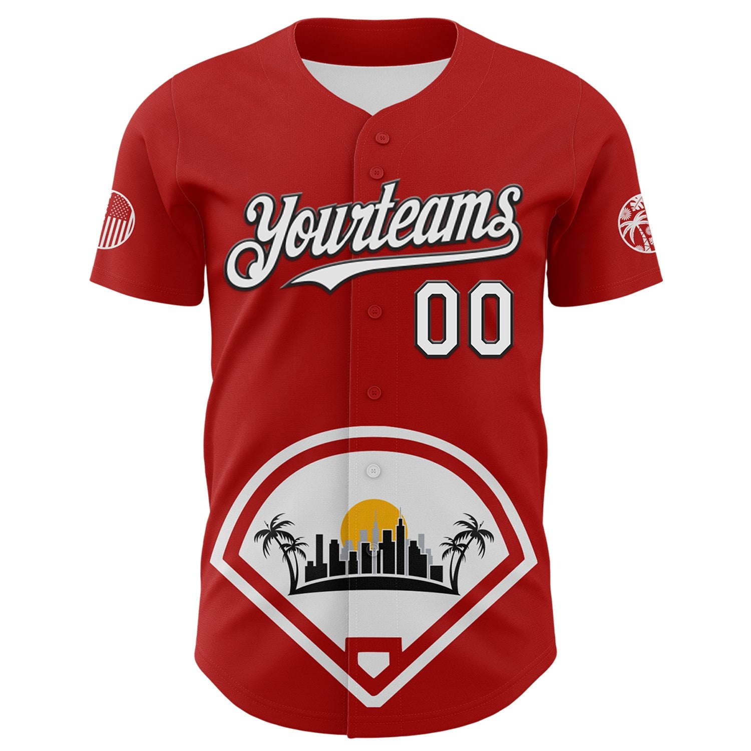 Custom Red White Gray Yellow-Black 3D Urban City Edition Sports Authentic Baseball Jersey view 2