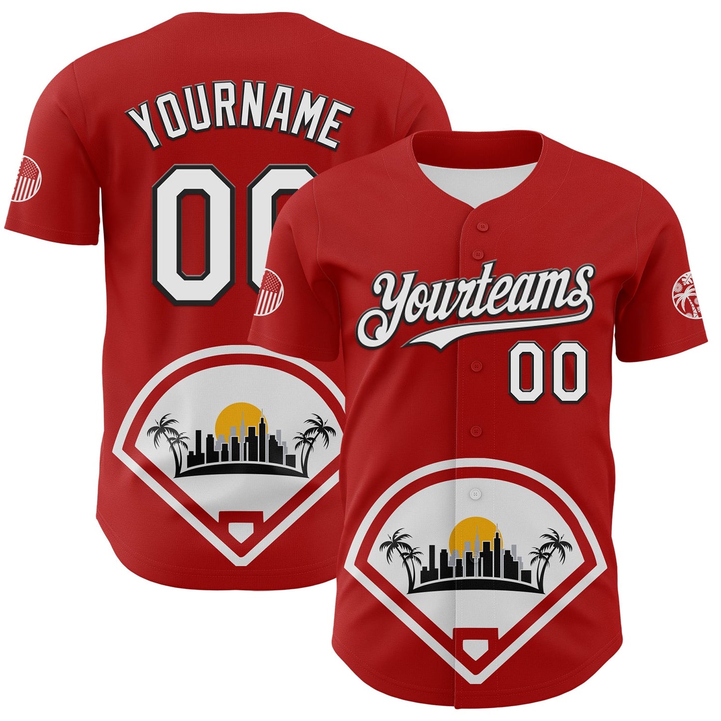 Custom Red White Gray Yellow-Black 3D Urban City Edition Sports Authentic Baseball Jersey - Main View