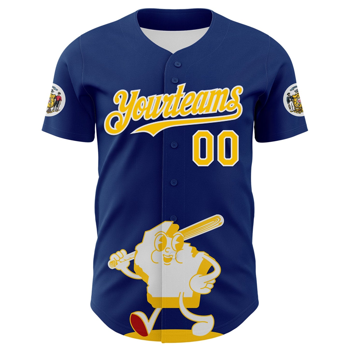 Custom Blue Gold Red-White 3D Urban City Edition Sports Authentic Baseball Jersey view 2