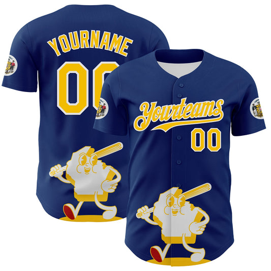 Custom Blue Gold Red-White 3D Urban City Edition Sports Authentic Baseball Jersey - Main View