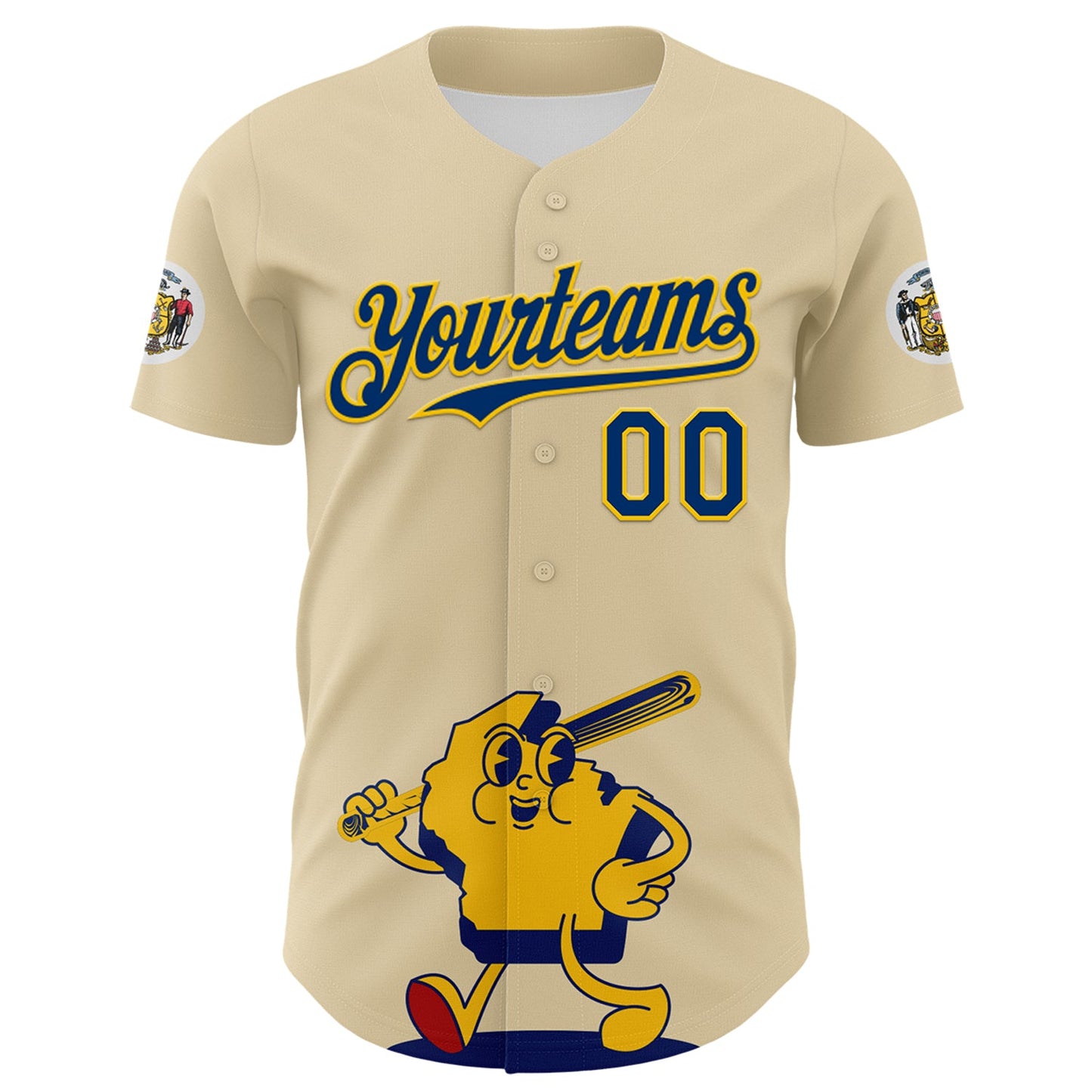 Custom Cream US Navy Blue Yellow-Red 3D Urban City Edition Sports Authentic Baseball Jersey view 2