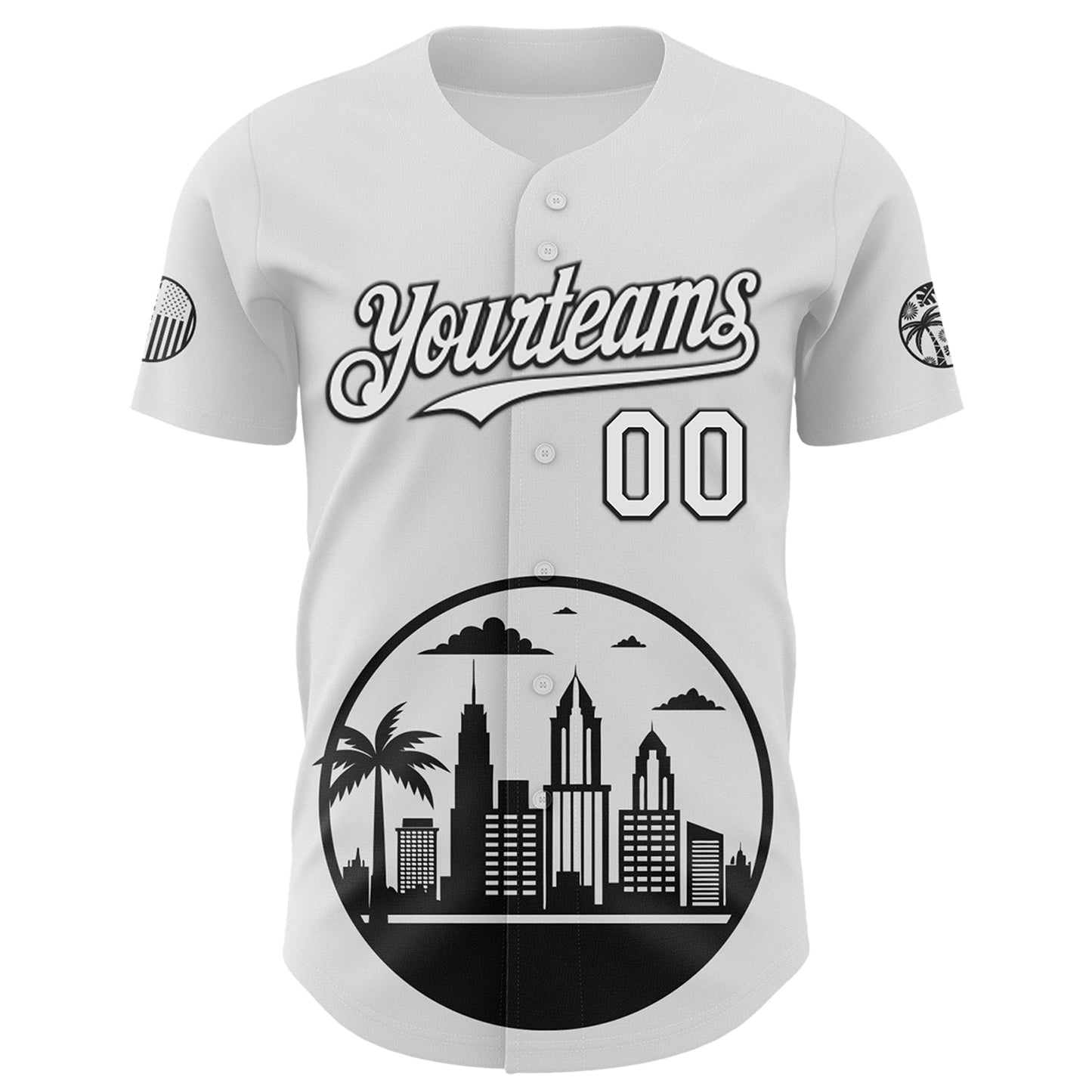 Custom White Black-Gray 3D Urban City Edition Sports Authentic Baseball Jersey view 2