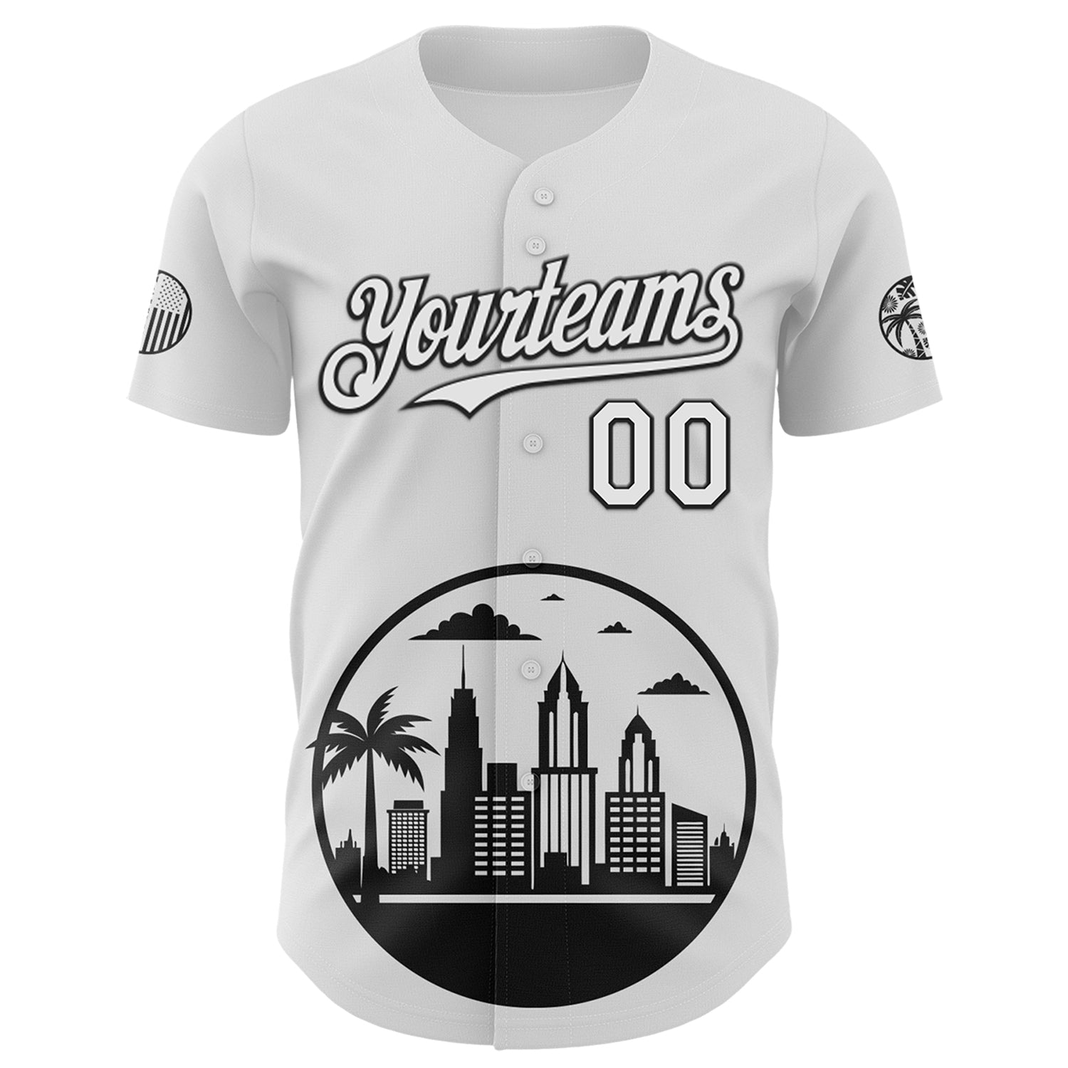 Custom White Black-Gray 3D Urban City Edition Sports Authentic Baseball Jersey view 2