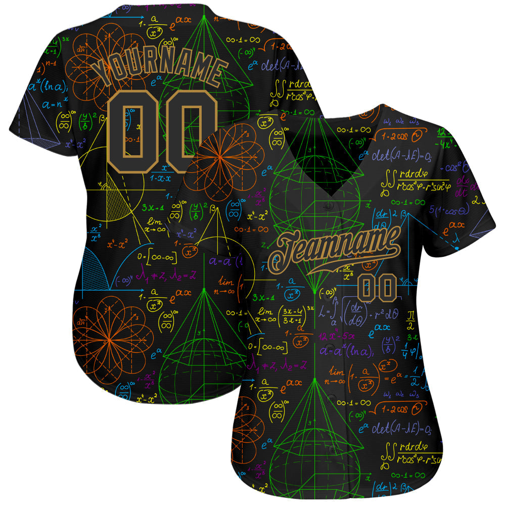 Custom 3D Pattern Design Math Authentic Baseball Jersey view 2