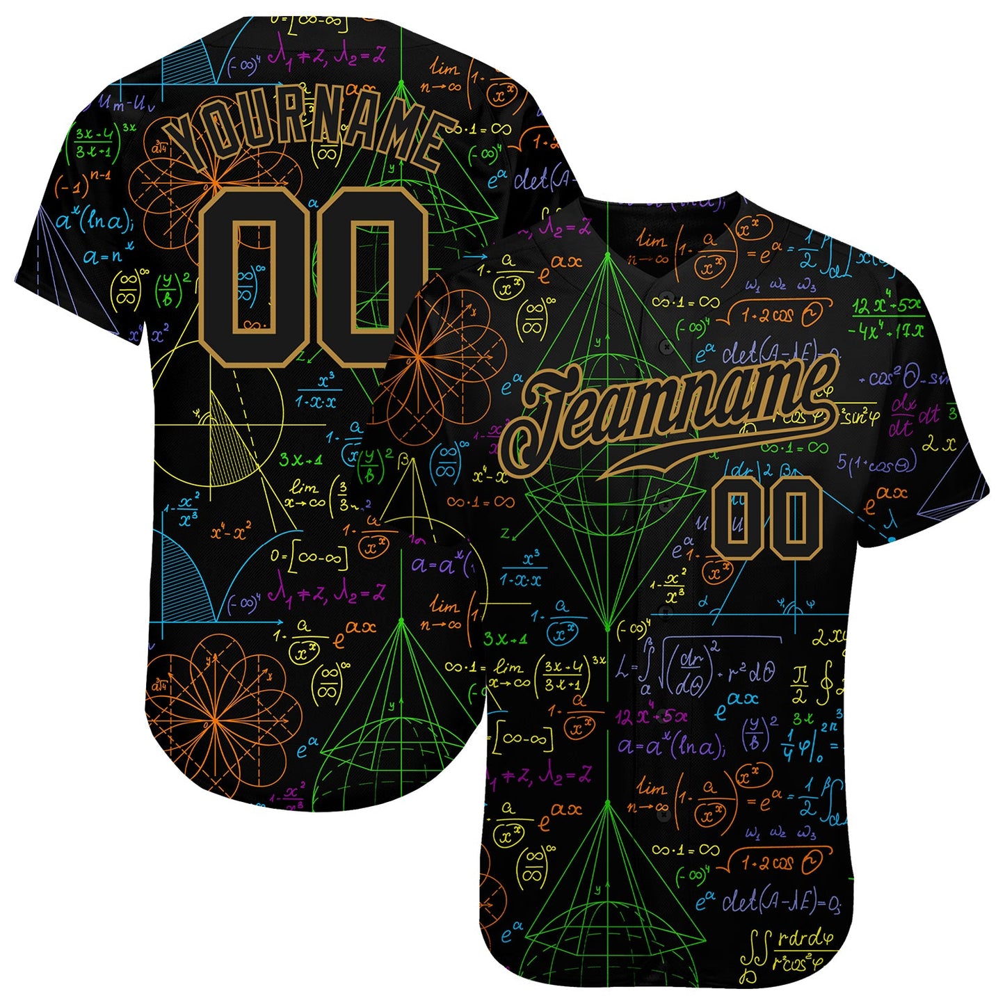 Custom 3D Pattern Design Math Authentic Baseball Jersey - Main View