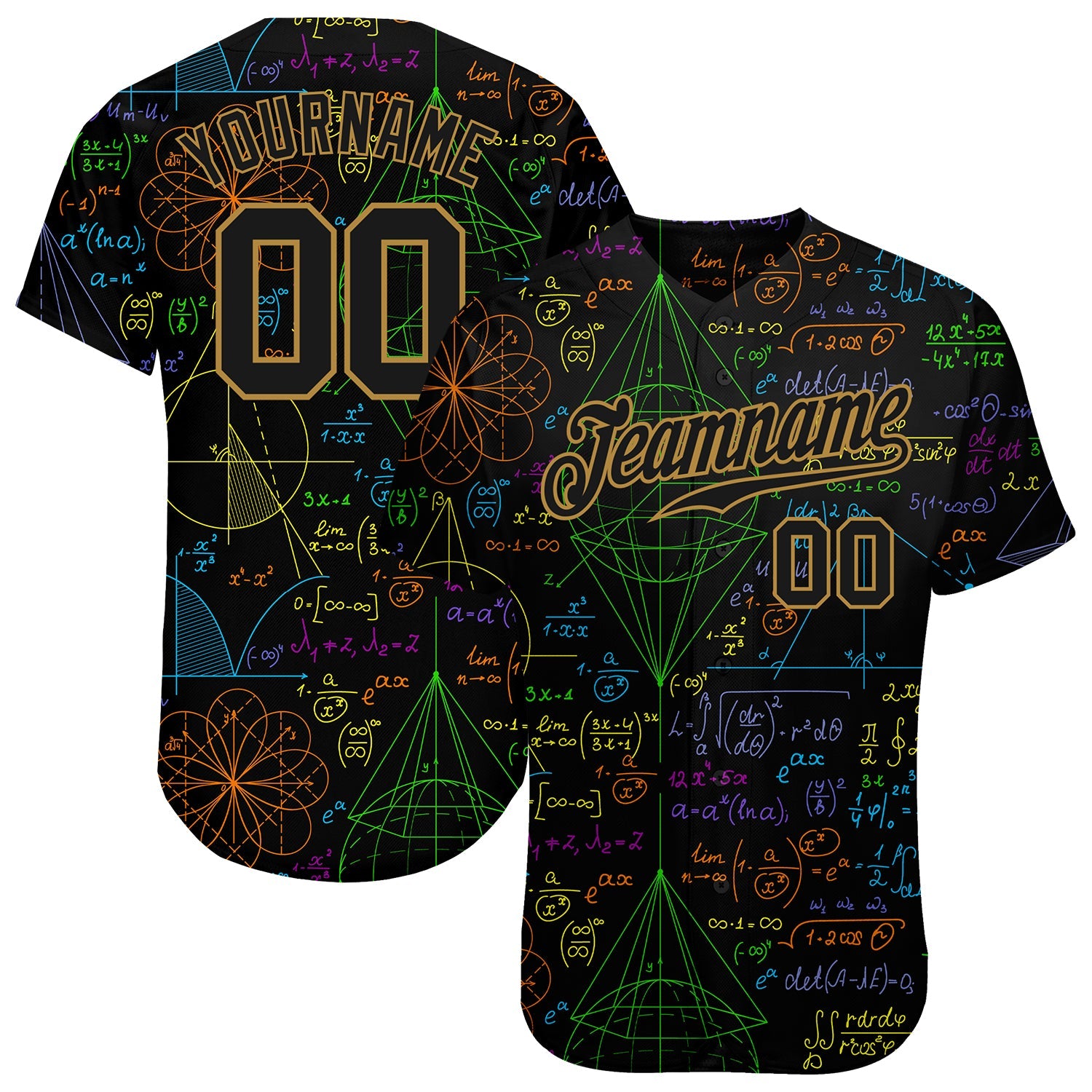 Custom 3D Pattern Design Math Authentic Baseball Jersey - Main View