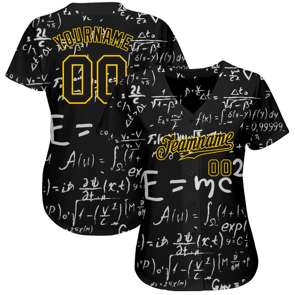 Custom 3D Pattern Design Math Authentic Baseball Jersey view 2
