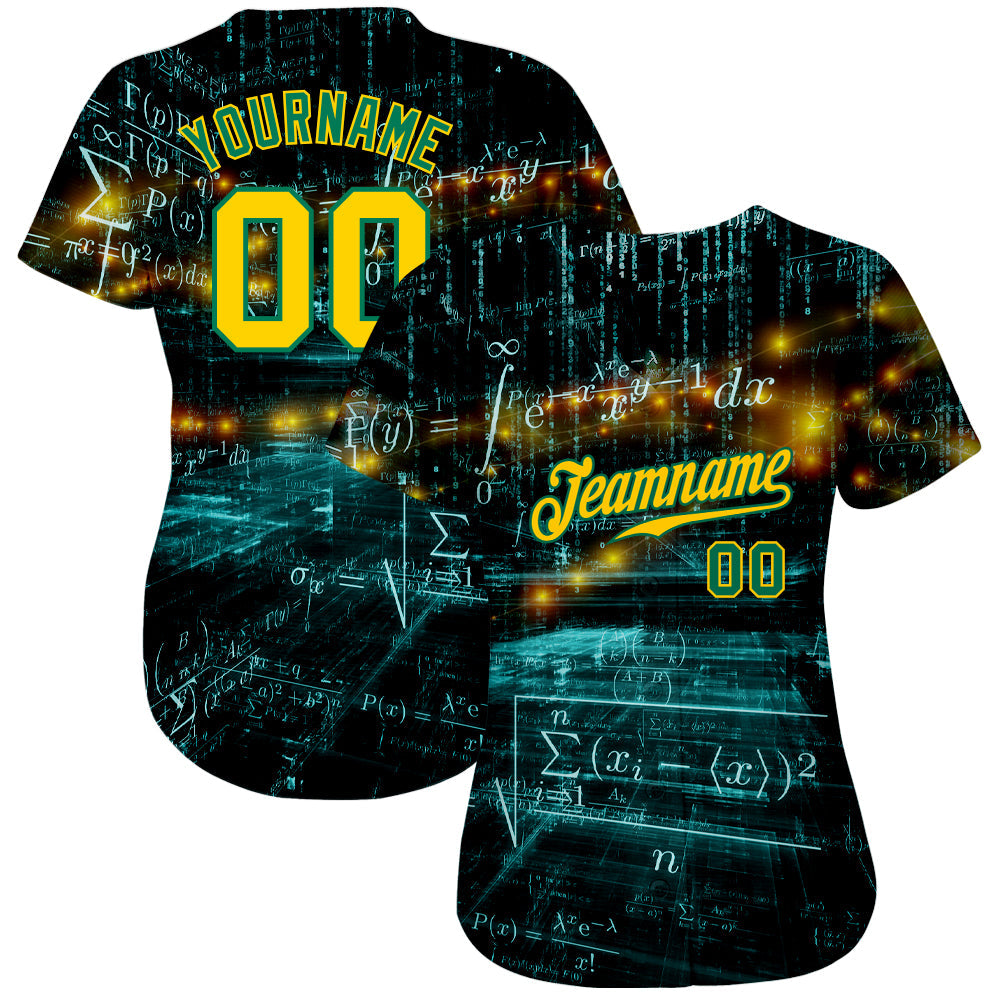 Custom 3D Pattern Design Math Authentic Baseball Jersey view 2