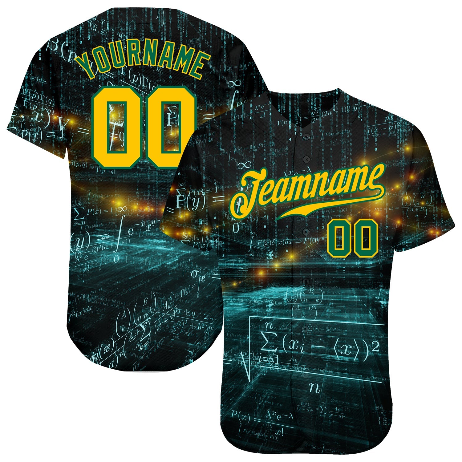 Custom 3D Pattern Design Math Authentic Baseball Jersey - Main View