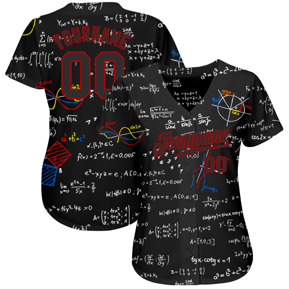 Custom 3D Pattern Design Math Authentic Baseball Jersey view 2