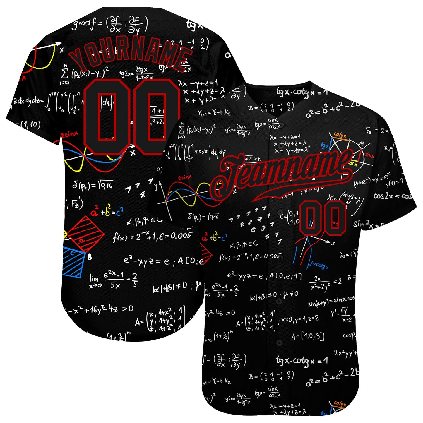 Custom 3D Pattern Design Math Authentic Baseball Jersey - Main View