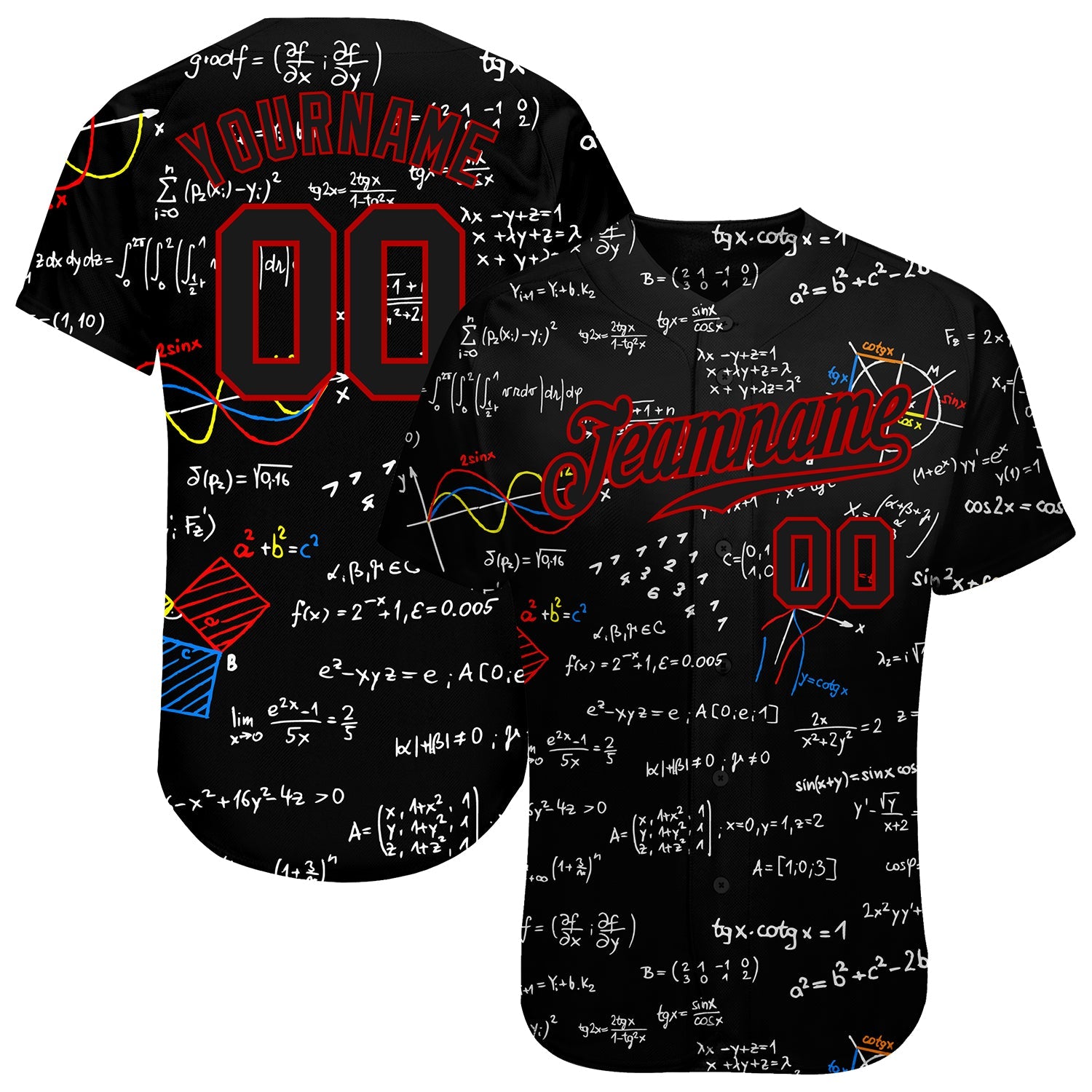Custom 3D Pattern Design Math Authentic Baseball Jersey - Main View