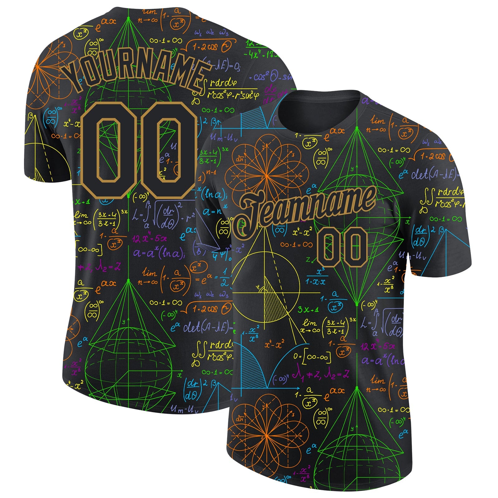 Custom 3D Pattern Design Math Performance T-Shirt - Main View