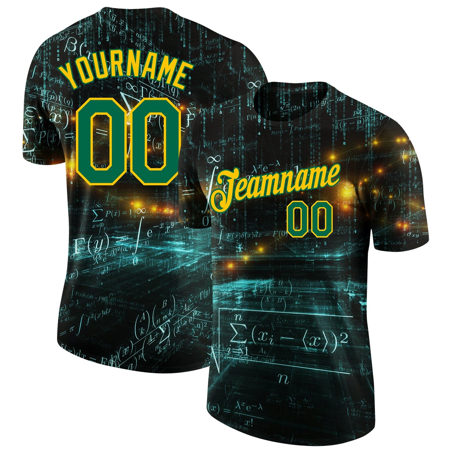 Custom 3D Pattern Design Math Performance T-Shirt - Main View