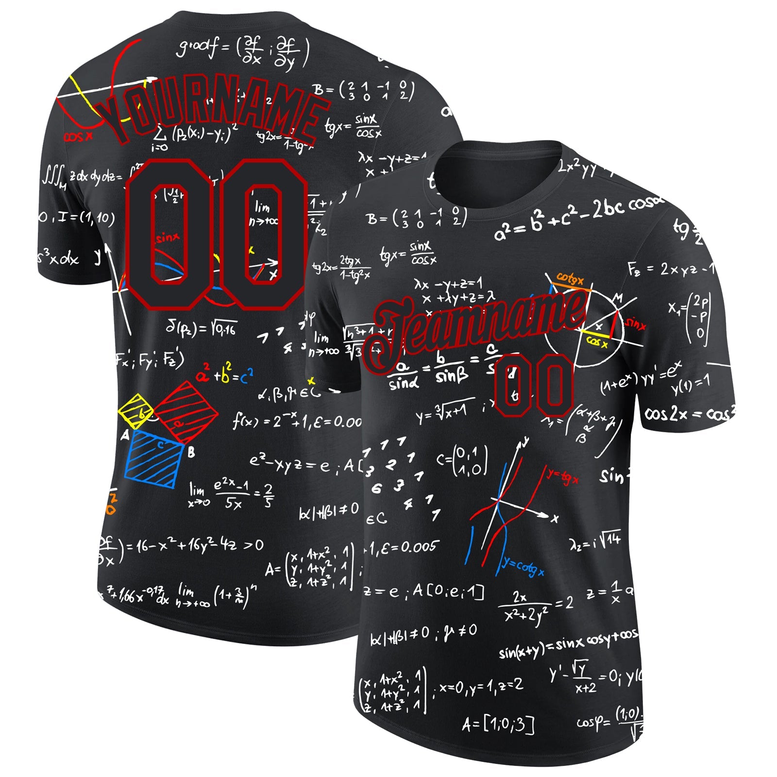 Custom 3D Pattern Design Math Performance T-Shirt - Main View