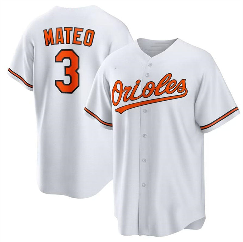 Baltimore Orioles #3 Jorge Mateo White Authentic Player Jersey Baseball Jerseys - Main View