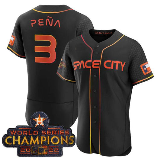 #3 Jeremy Pena Houston Astros BLACK 2023 SPACE CITY CHAMPIONS FLEX JERSEY ¨C ALL STITCHED Baseball Jerseys - Main View